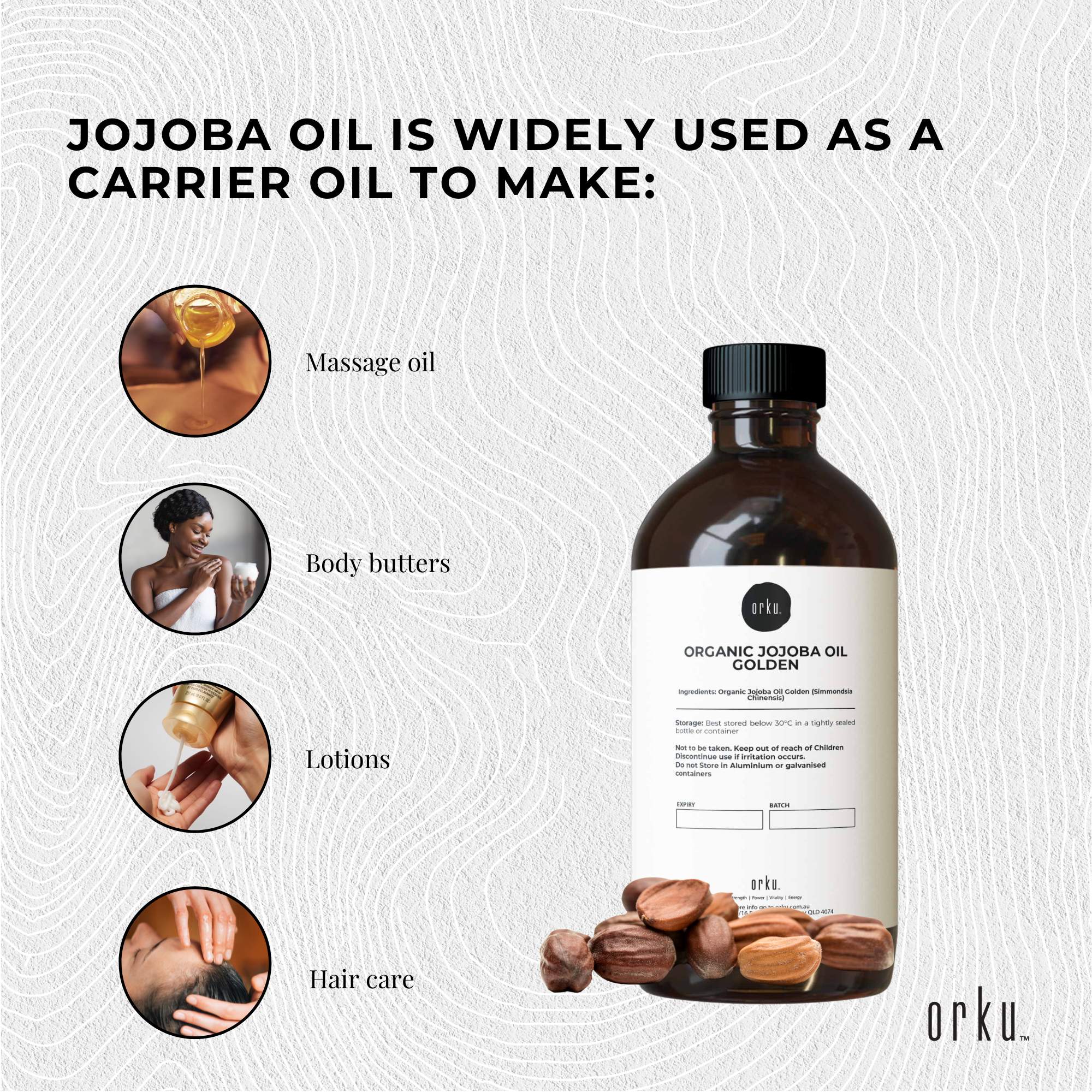 1L 100% Organic Jojoba Oil - Pure Cold-Pressed