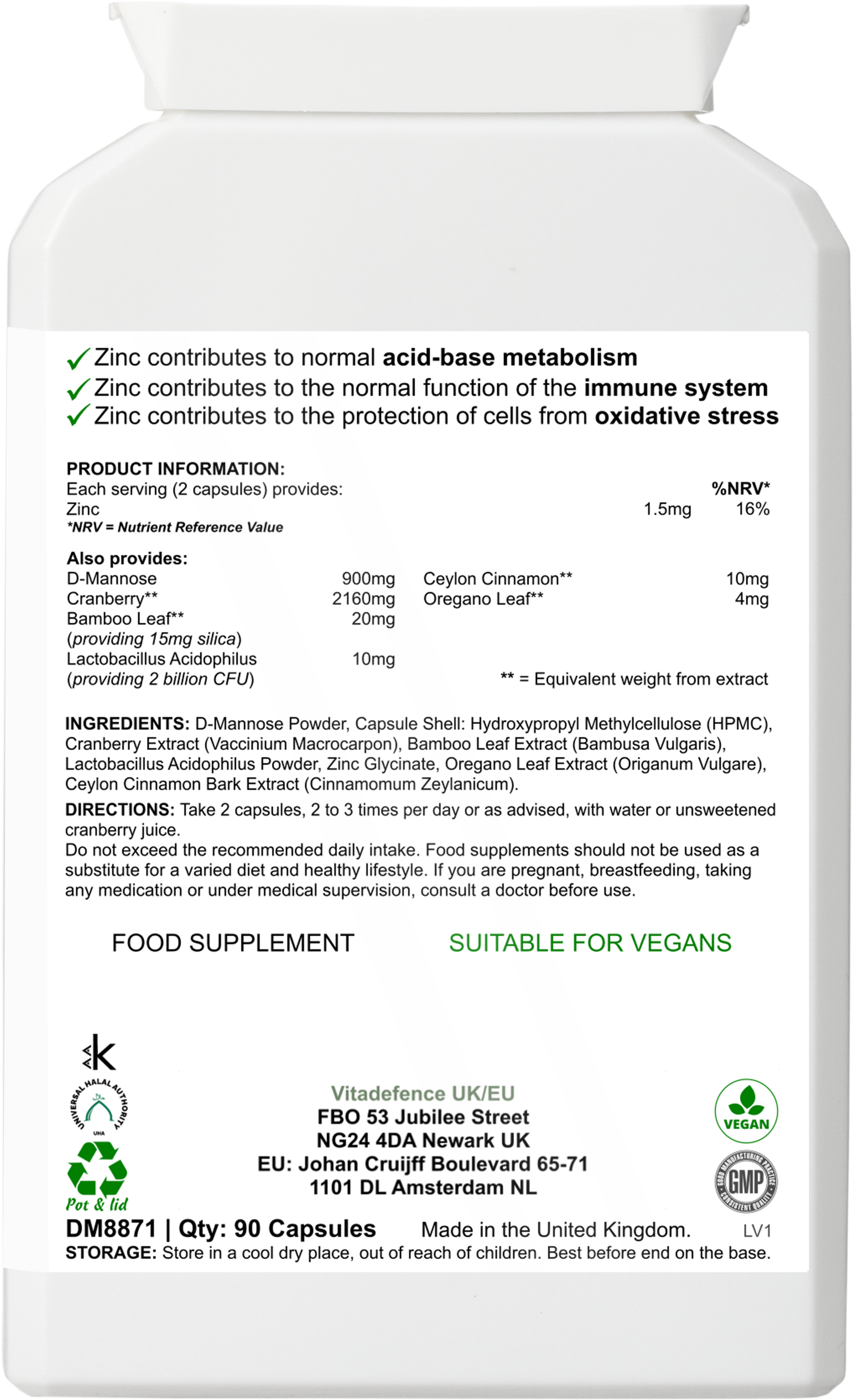 Cranberry Multi | With D-Mannose, Zinc & Botanicals – 90 Vegan Capsules